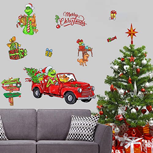 Mfault 2023 New Year Merry Christmas Funny G Ri N Ch Wall Decals Stickers, Xmas Max Dog Car Farmhouse Decoration Boy Girl Bedroom Art, Winter Holiday Gift Kid Room Home Kitchen Decor #TOP5
