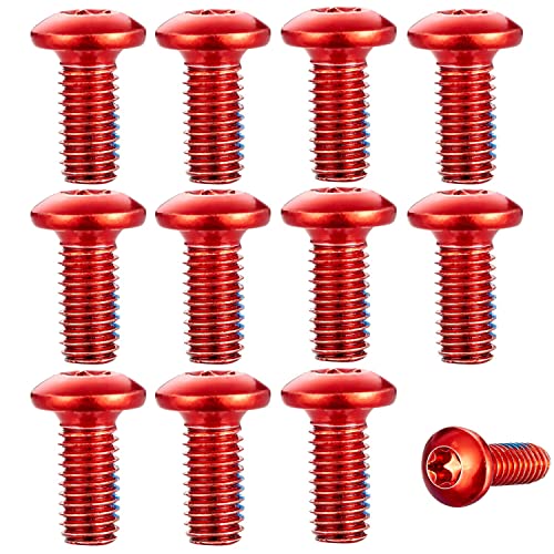 12 pernos de rotor de freno de disco de bicicleta, acero aleado, T25 M5 x 10 mm para MTB, tornillos de fijación de rotor de freno de disco (Rojo) Cover