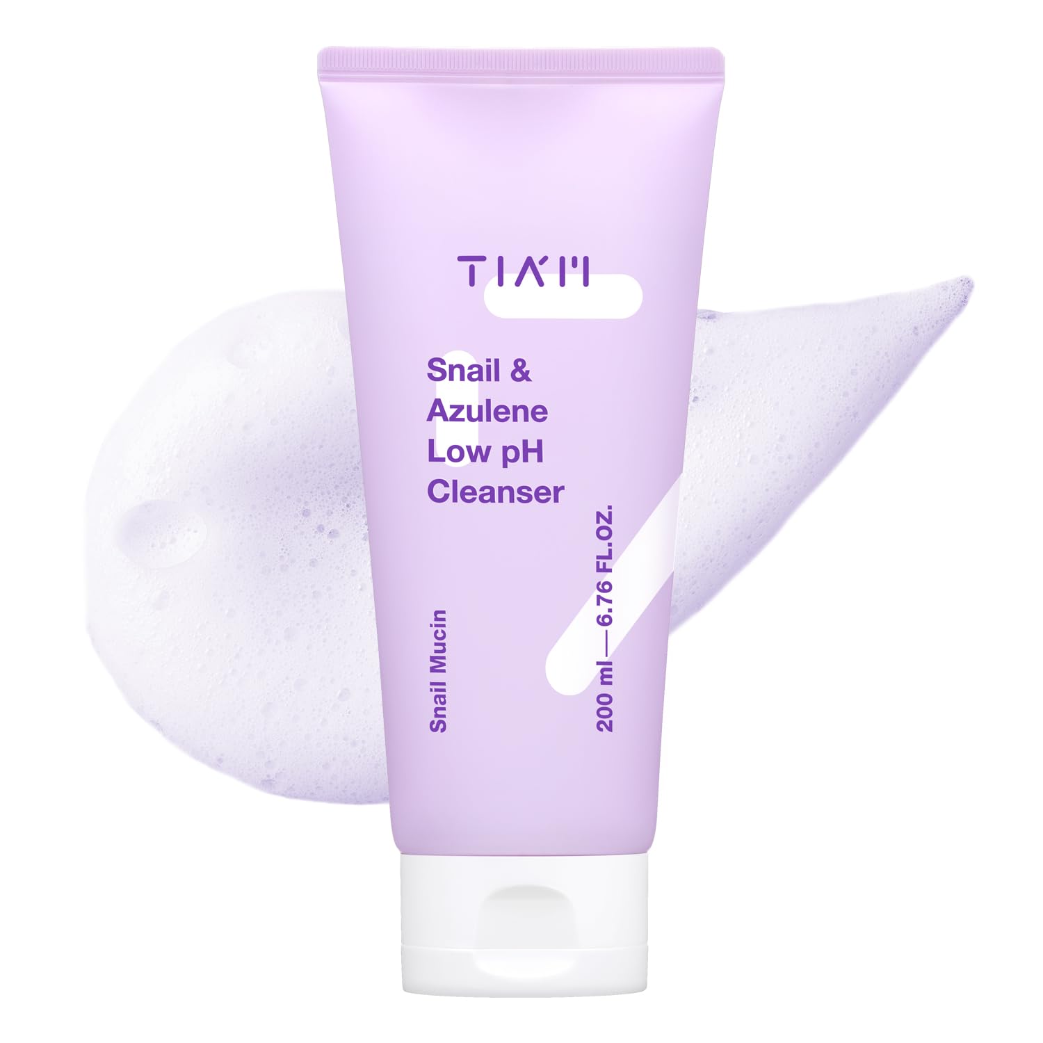 TIA'M Snail&Azulene Low pH Cleanser, 6.76 fl oz, Daily Gentle Face Cleanser with Snail Mucin, Suitable for Sensitive Skin, pH Balancing, Korean Skin Care, Korean Face Wash