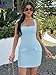 BORIFLORS Women's Sexy Bodycon Corset Mini A Line Dresses Sleeveless Square Neck Party Short Dress, Small, Baby Blue