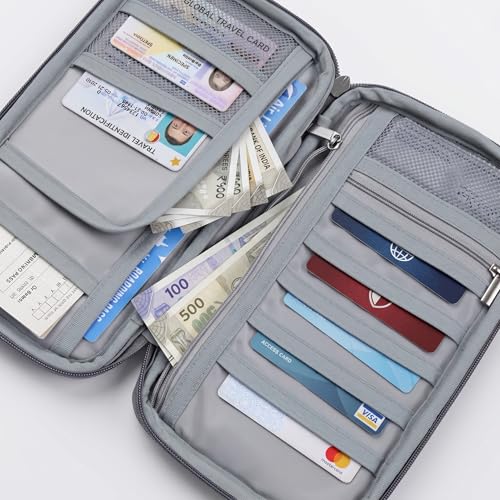 Image of Wooum Passport Case Pouch Bag Holder with Document, Card, Boarding Pass Organizer Holder Passport Organizer case with Handle & RFID (Black)