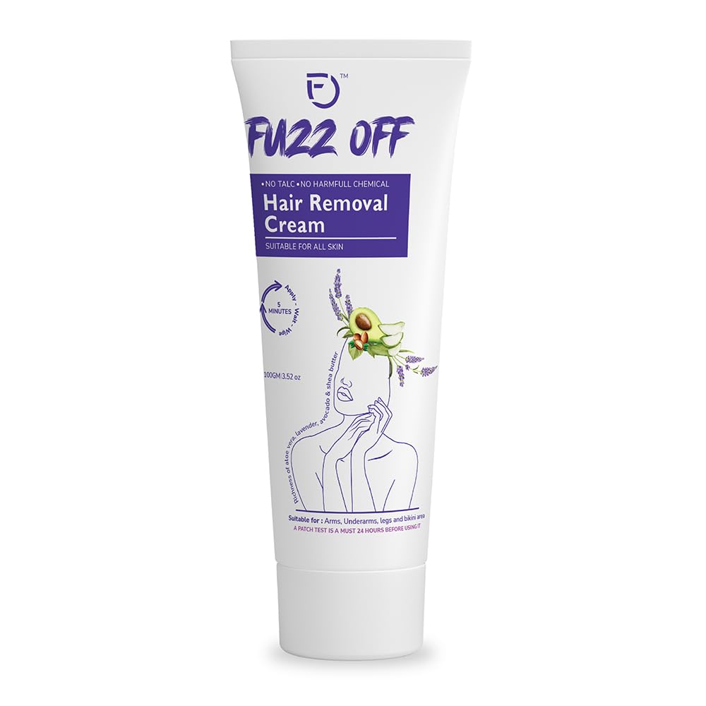 Fuzz off Hair Removal Cream for Women Dermatologically Tested 100g Pack of 3 | For all Skin with goodness of aloevera & Shea Butter | For Hands, Underarms, Legs & Bikini Line | Paraben & Harmful chemical free