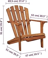 Vista 2 de Garden Adirondack Chair, Brown Solid Acacia Wood Outdoor Seating, Ergonomic Design for Front Porch, Durable Patio Furniture, Weather-Resistant