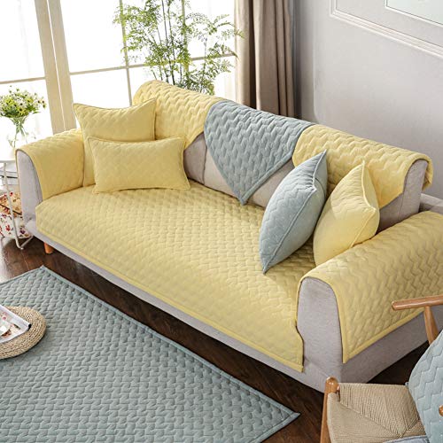 Housse de canapé matelassée coton jaune protecteur salon YEARLY - 2