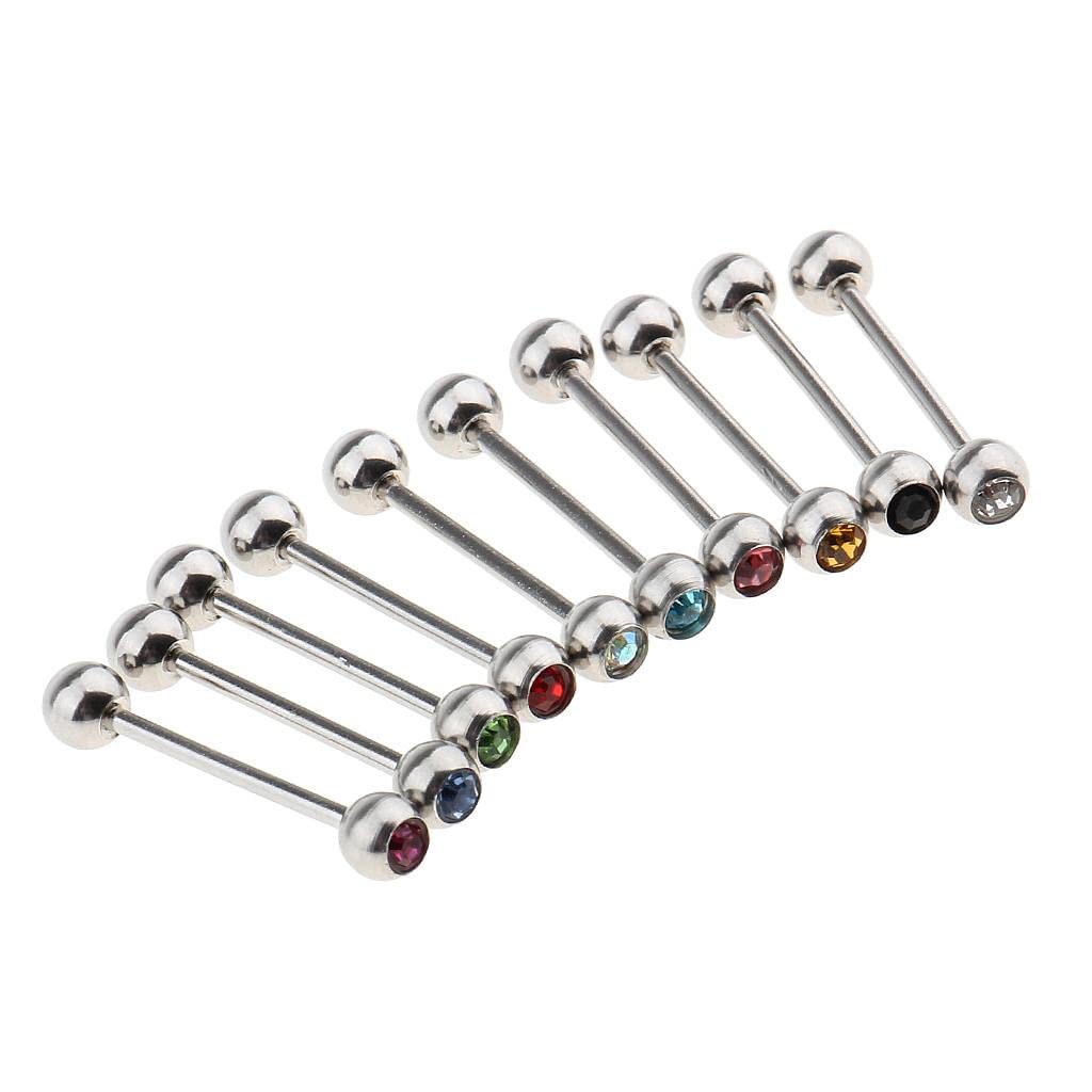 6x10 Stück 14 Strass Edelstahl Ball Lip Barbell