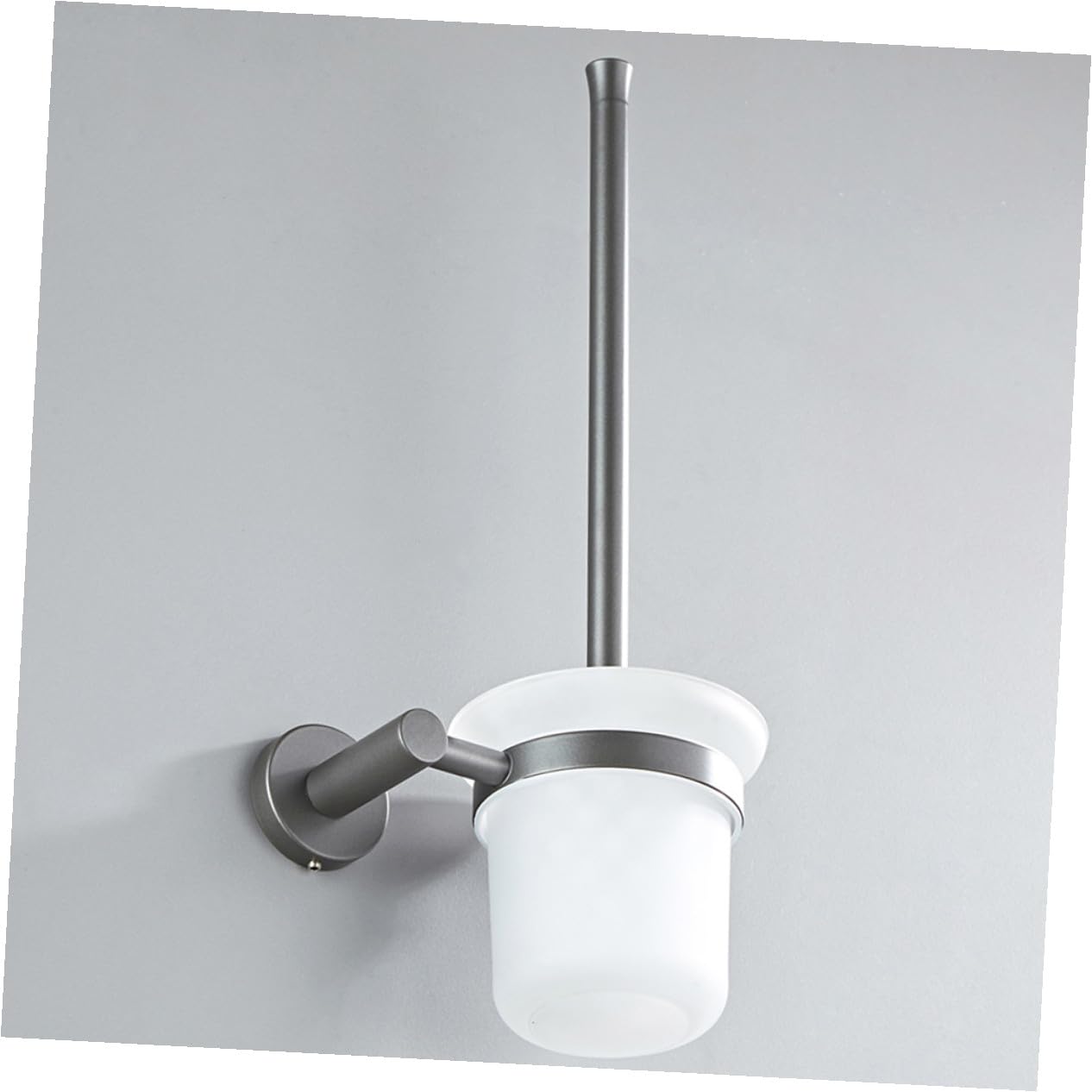 HEMOTON Cepillo de Baño Diseño Simple y Duradero para Inodoro de Mango Largo con Base de Vidrio, Montado en Pared para Limpieza Óptima del Baño
