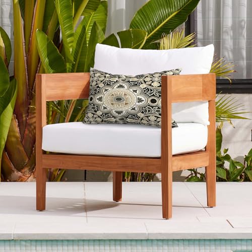 DYTXIII Pack of 2 Waterproof Outdoor Lumbar Pillow with Inserts, 12x20 in Rectangle Decorative Patio Throw Pillow for Home, Sofa,Bench and Patio Furniture, Vintage Medallion by DYTXIII - Used condition - Image 2