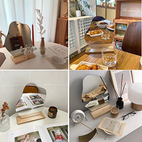 Desk Mirror Irregular Aesthetic Vanity Acrylic Makeup Mirror Desk Decor Vanity Mirror-Frameless Table Top For Bedroom,Living Room And Minimal Spaces Room Decor (A) #TOP4