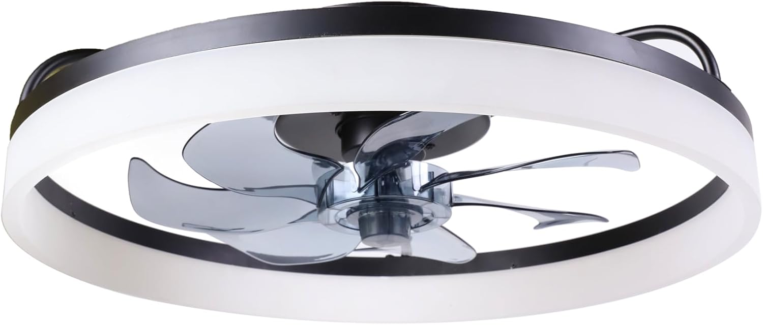 Smart Ceiling Fans with Light and Remote 6-Speed & Dimmable LED, Alexa/APP Home Voice Control, App, Reversible Airflow, App Timer, for Bedroom（Black）