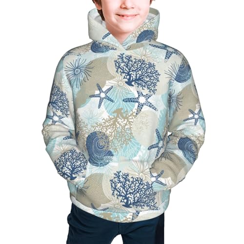 Corals and Seashells Kids Pullover Hoodies Boys Sweatshirts Girls Athletic Clothes with Pocket2