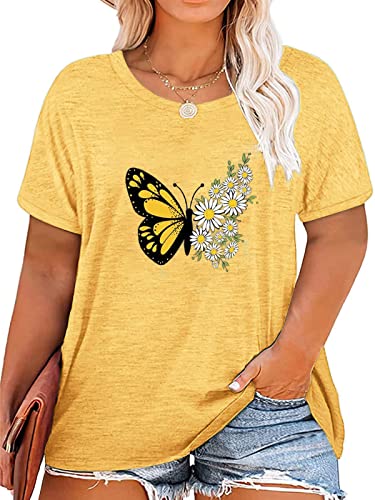 HDLTE Women Plus Size T Shirts Short Sleeve Casual Graphic Tee Tops