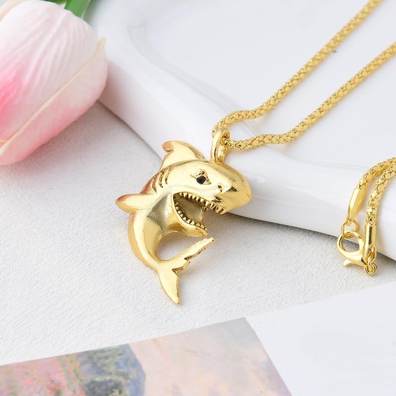 Gold Shark Necklace for Men Women Sea Ocean Animal Necklaces for Men Women Stainless Steel Fish Necklace for Shark Lovers Gift - Image 5