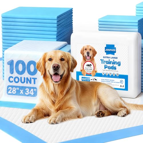 Image of 100 Count Puppy Pads Extra Large 28 inchx34 inch, Super Absorbent Pee Pads for Dogs, Leak-Proof & Quick-Dry, Disposable Wee Wee Pads for Dogs