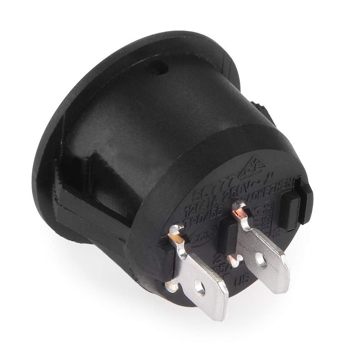 RDRStore_2018 AC 6A 110V to 250V on/Off Snap SPST Round Boat Rocker 2Pin Power on/Off Type Push Button Switch (Black, 2) 1