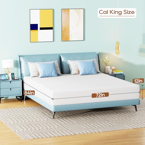 Image of FDW 12 Inch California King Mattress, Medium Firm Base Foam, Breathable & Comfortable with Removable Washable Zipper Cover, Bed in a Box, CertiPUR-US Certified, White