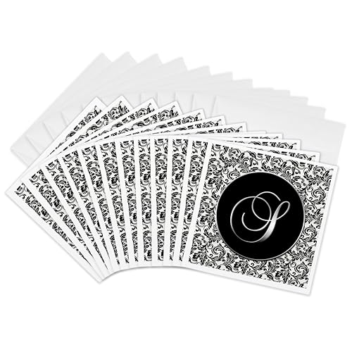 Cartes de vœux damas 3dRose en lot de 12 au design haut de gamme