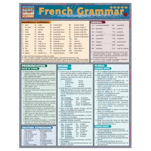 French Grammar: a QuickStudy Laminated Reference Guide