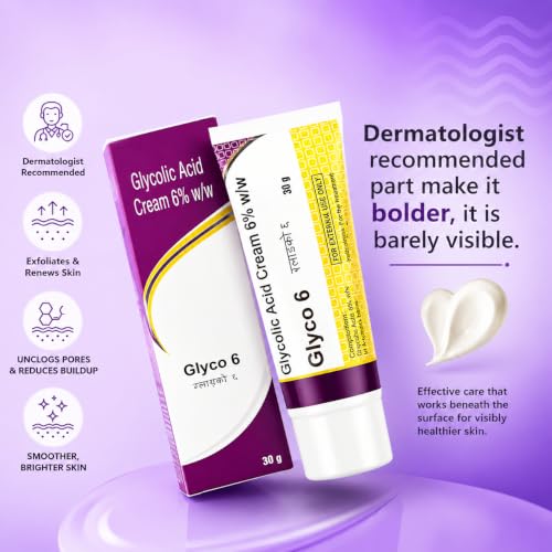 Image of Glyco6 Glycolic Acid Cream 6% w /w (30g) - Unscented Exfoliating Cream for Clear, Youthful, Radiant Skin