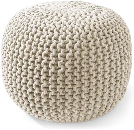 Casafield Round Pouf Ottoman, Natural - 20" Diameter x 14.5" High...