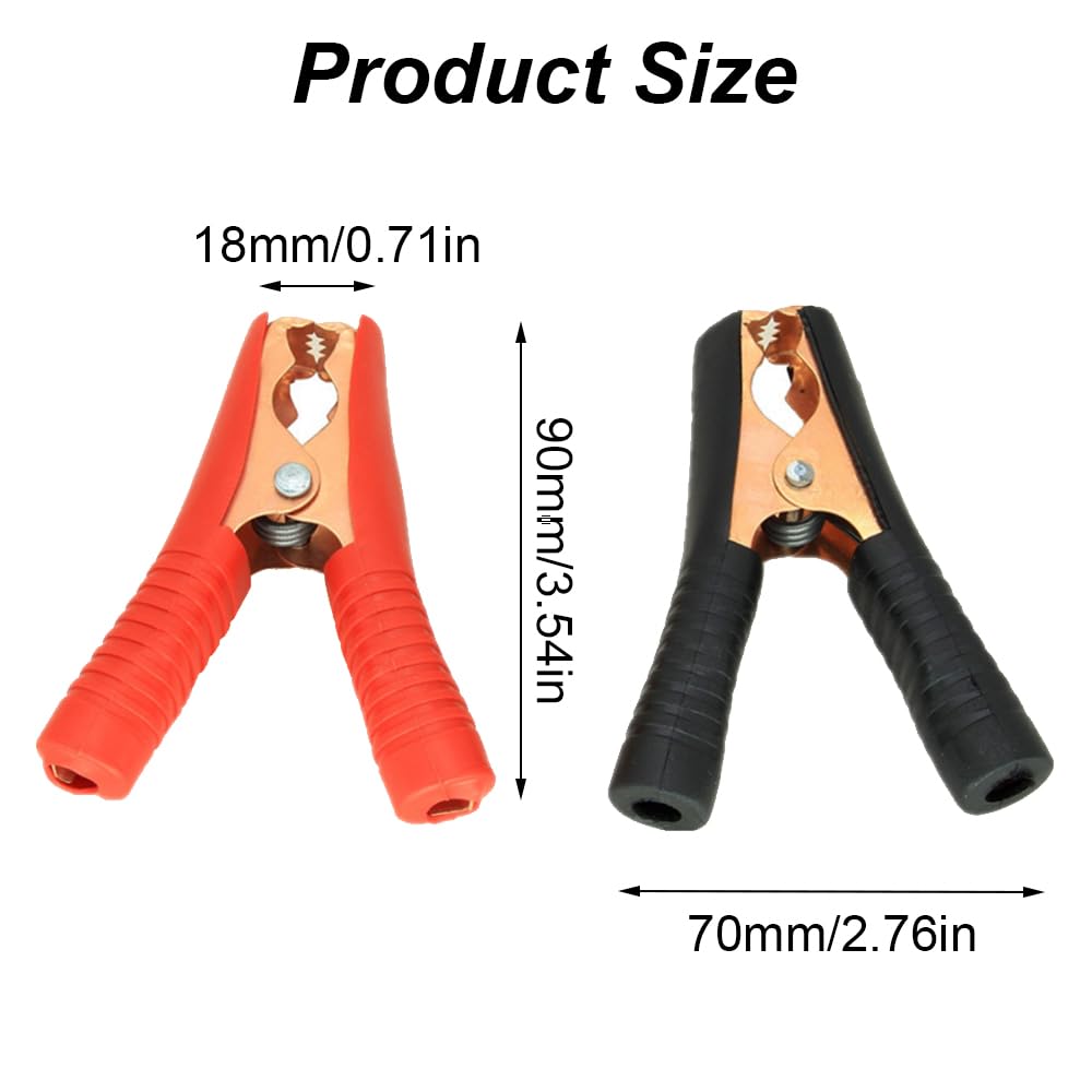 6 Pairs 90mm Long Alligator Clips Crocodile Clips 100A Insulated Replacement Battery Clip Electrical Battery Connectors Car Auto Vehicle Red Black