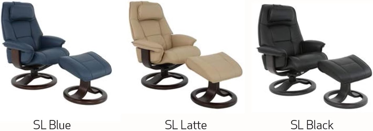 Fjords Admiral R Recliner Chair and Ottoman with dimensions and color options