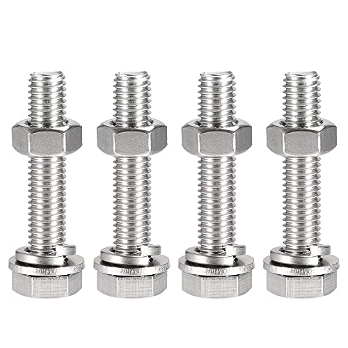 Tornillos hexagonales de acero inoxidable 304 M10 x 55 mm con arandelas planas y de bloqueo