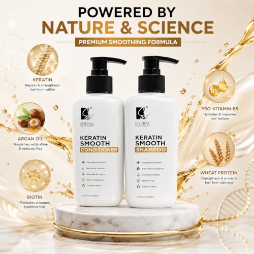 Image of Keratin Smooth Shampoo & Conditioner Combo 400ml, Intense Repair & Frizz Control,Silky, Strong & Healthy Hair, Repair for Reducing Hair Loss & Breakage, Upto 95% stronger hairs Silicone-free