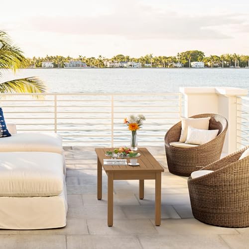 image for LUE BONA Outdoor Coffee Table Rectangle, HDPS Patio Coffee Tables for 