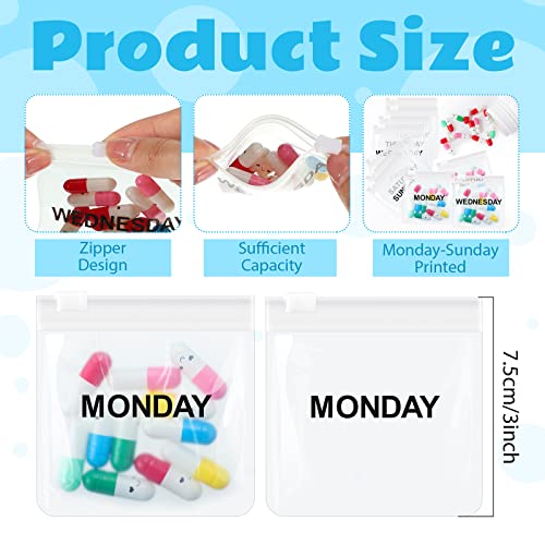 Image of Sherr 35 Pcs Pill Pouch Bags with Zipper Pill Pouch Set Travel Reusable Translucent Medicine Organizer Self Sealing Plastic Bag with Slide Lock for Storage(Simple Colors,3 x 3 Inch,Week Style)