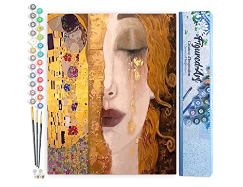 Figured'Art Peinture par Numéro Adulte Gustav Klimt - Activité Manuelle Kit de Loisir Créatif DIY Numéro d'Art Complet - 40x50cm sans châssis en bois