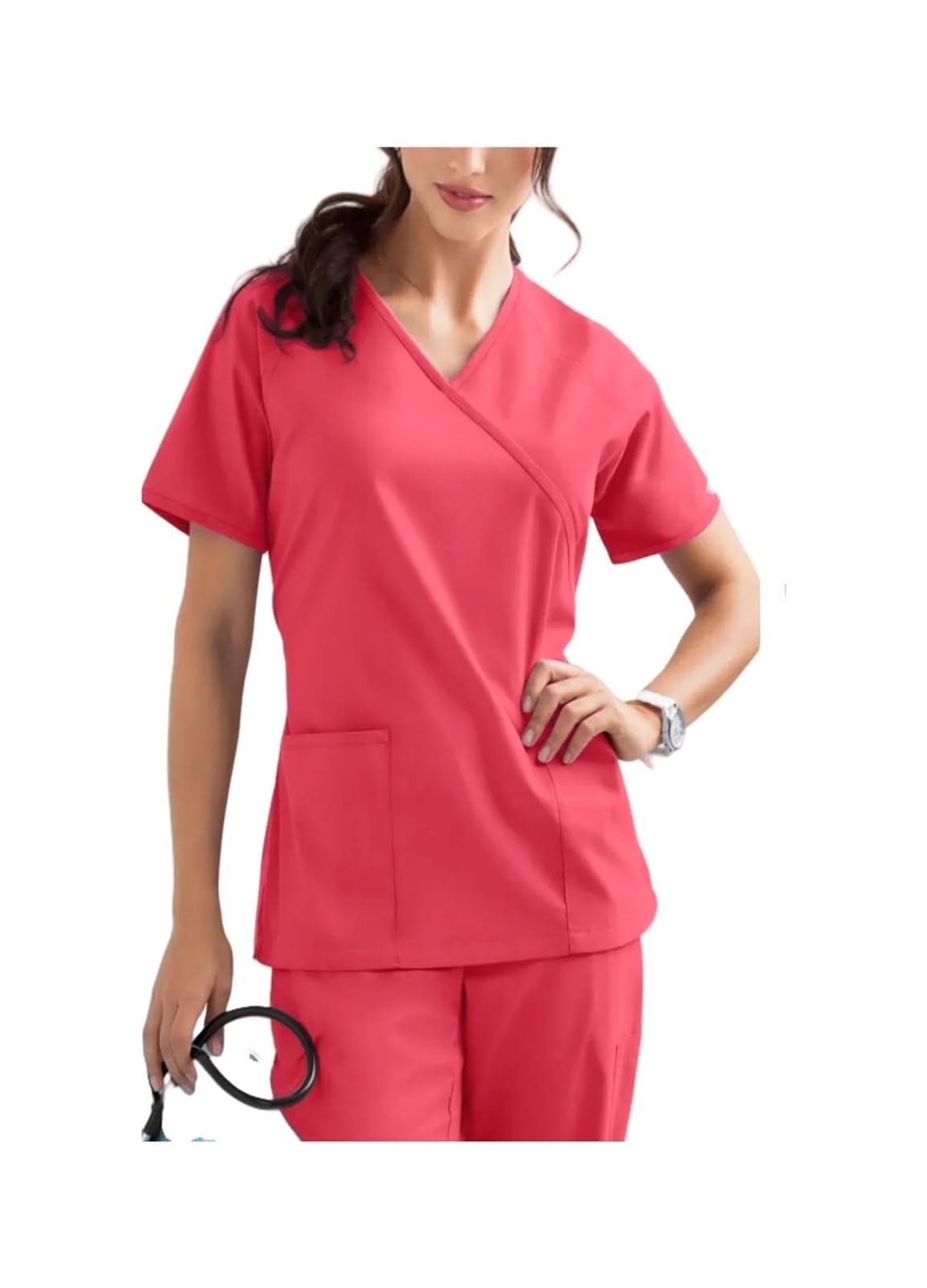 Uniforme Sanitario Mujer Uniformes Blusas médicas elásticas con Bolsillos Pantalones Uniforme de Enfermera Monos de médico Salón de Belleza Trabajo