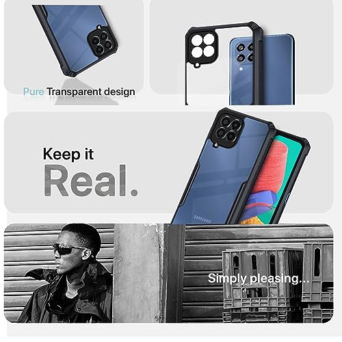 Image of Pikkme Samsung Galaxy M33 5G Back Cover | Crystal Clear Transparent Back | Ultra Hybrid | Full Camera Protection | Raised Edge | Bumper Back Case for Samsung Galaxy M33 5G (Black)