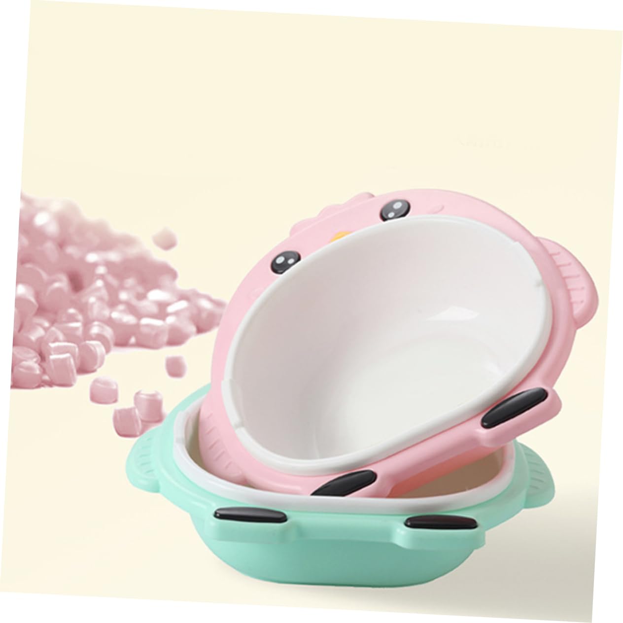 Infant Newborn Wash Basin Pink Cartoon Plastic Basin Safe Versatile for Vegetables Fruit Attractive Design