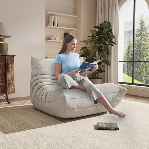Image of Giant Bean Bag Chair for Adults,Comfy Lazy Fireside Accent Chair with Memory Foam,Cozy Single Floor Sofa Couch Boneless Chaise Lounge for Living Room Bedroom Gaming Room(1Seater)