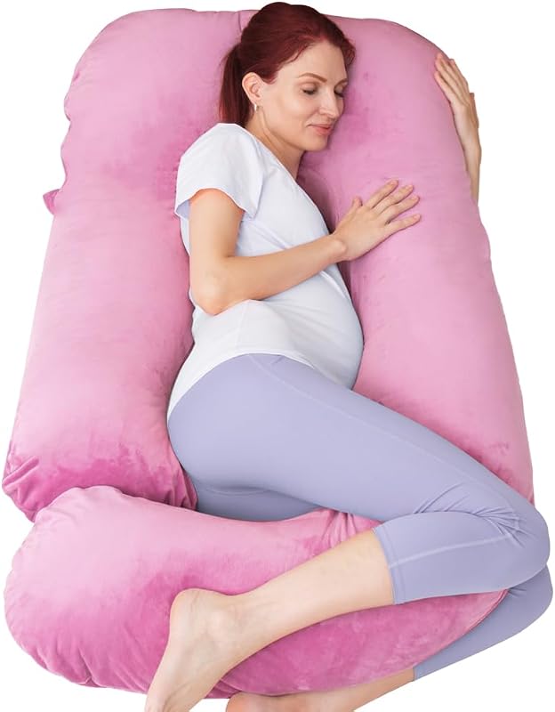 Almohada de embarazo de 60 pulgadas para dormir (púrpura) | Almohada corporal extra grande en forma de U, almohada de maternidad para mujeres embarazadas