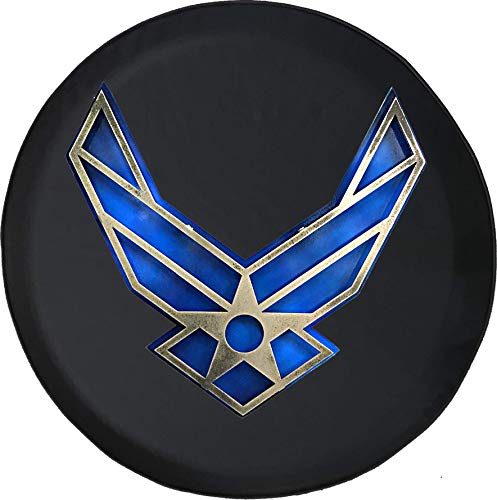 556 Gear Air Force Blue Silver Military Wings fits SUV and RV Spare Tire Cover Camper Accessories Black 32 in