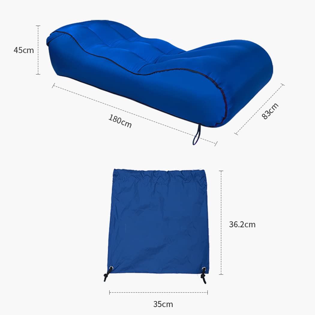 Lettino da campeggio con pompa incorporata, materasso gonfiabile completamente automatico per divano | Sedia a sdraio portatile per escursionismo all'aperto in spiaggia, blu scuro