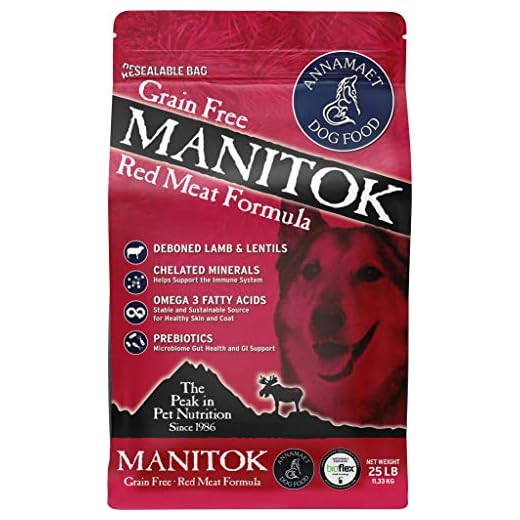 Annamaet Grain-Free Manitok Red Meat Formula Dry Dog Food, (Fresh Lamb), 25-lb Bag