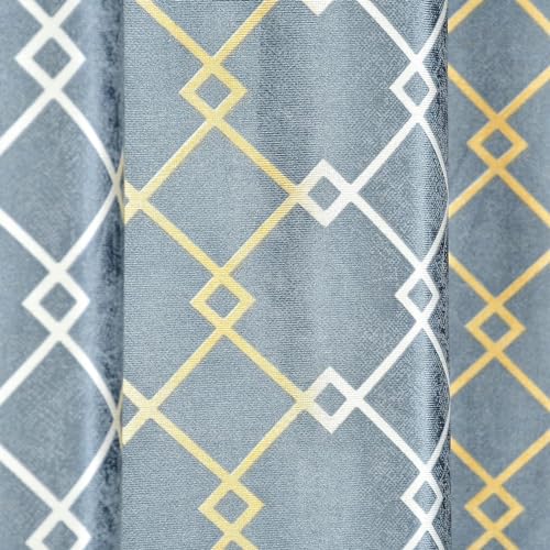 Image of Check Designer Curtains | Parde for Window| Drawing Room Living Room Curtain Panel 4X5 Feet Long Curtain Set of 2 Pcs, Sky Blue