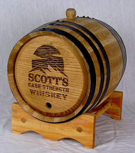 Personalized Premium White American Oak Aging Barrels (2 Liter) - Perfect For Aging Your Own Whiskey, Wine, Bourbon, Rum, Scotch, & More - Customize Our Template SM781