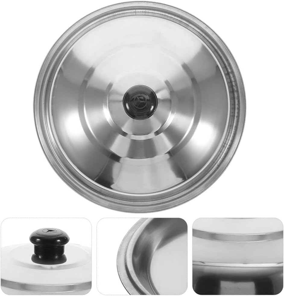 DOITOOL 14.56 Inch Stainless Steel Pot Lid Replacement Round Pan Cover Universal Frying Pan Skillet Lid for Home Kitchen Cooking