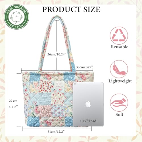 Image of Sunwel Fashion Top Zipper Floral Quilted Bag Small Tote Bag for Women