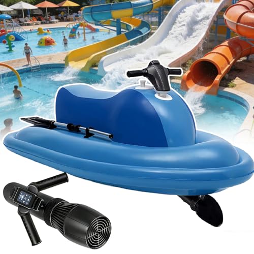 Sushangmao 2026 Nuevo Bote Inflable Jet Boat 3-en-1 – Control Remoto 10 Velocidades, Scooter de Buceo Impermeable 40m, Batería 10000/16000mAh, 7-11 km/h (4.3-6.8 mph),Barco Inflable Plegable 700w
