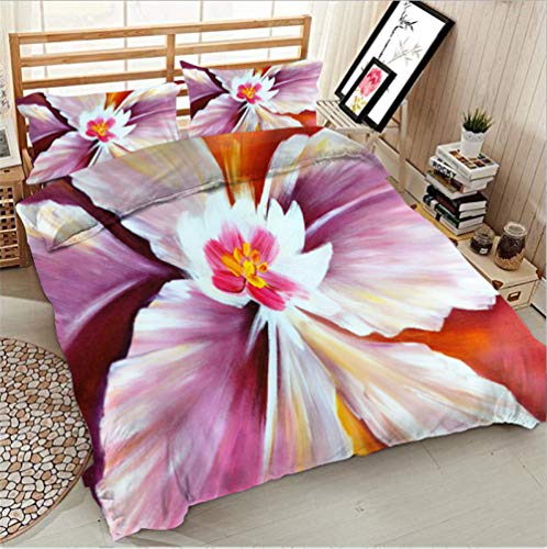 YIEBAI Set biancheria da letto di lusso 3D Lily Set lenzuolo invernale Copripiumino Federe Cover