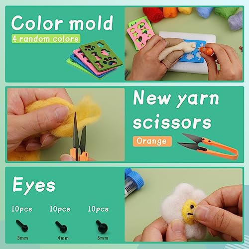 Image of Mayboos Needle Felting Kit, Wool Roving 20 Colors Set