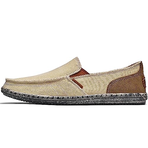 Image of CASMAG Men's Casual Cloth Shoes Canvas Slip on Loafers Vintage Boat Shoes | Breathable material, lightweight, Easy slip on & off, Comfortable, Non-Slip, Fashionable