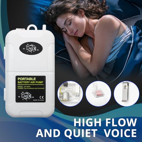 Image of Small Air Pump for Fish Tank 6 /12 Gallons, Aerator for Bait Bucket,Bubbler Stones for Aerator, Bait Bucket Air Pump,Quiet Voice, Suitable for Tropical Fish Enthusiasts and Fishing Enthusiasts