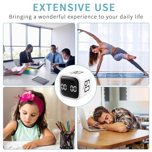 Image of Qumox Pomodoro Timer, Cube Productivity Timer with Adjustable Sound and Vibration Alert, Ideal for Work, Office, ADHD, Study, and Tasks - 5 /10 /30 /60 Minutes & Custom Countdown - White
