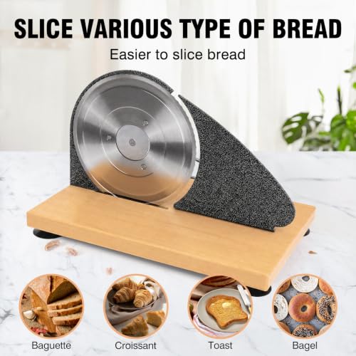 Image of vanerepok Manual Bread Slicer for Homemade Sourdough Adjustable Thickness | Hand Crank Bread Cutter with Scale & Stable Suction Cups & Wood Base for Even Slicing Perfect Baking Gift for Home Bakers