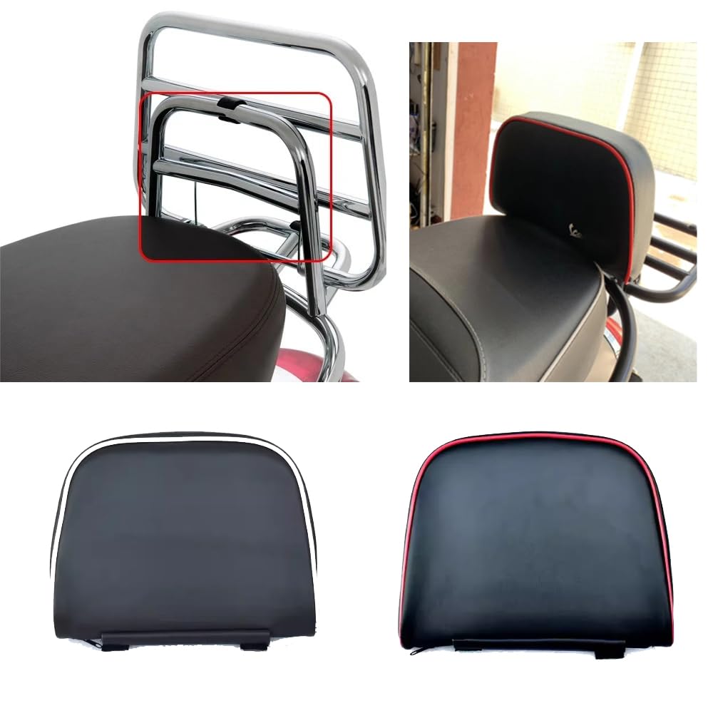 Gepäckträger Beifahrer Rückenlehne Kissen für Motorrad, kompatibel mit Vespa GTS GTV 300 GTS300 Primavera Sprint 150, Rückenlehne Kissen Pad (Rot)